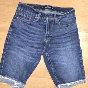 Hollister Blue Denim Shorts with Distressed Details